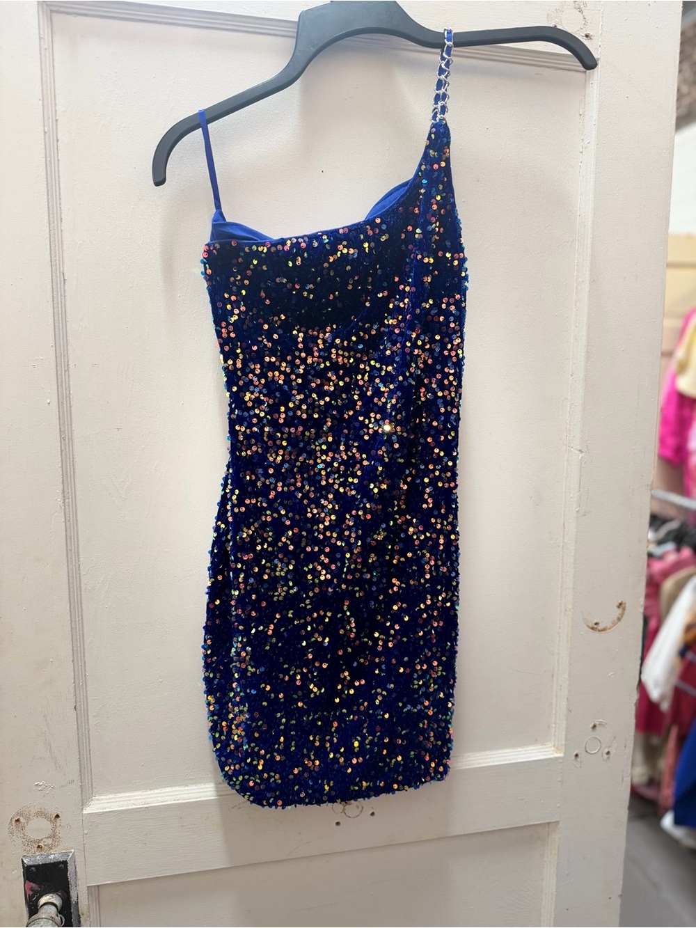 Royal Blue Sequin One-Shoulder Mini Dress